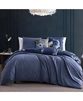 Bebejan Delphine Blue Bedding 200 Thread Count 100% Cotton Sateen 5 Piece Reversible King Comforter Set