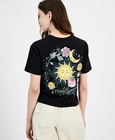 Rebellious One Juniors' Celestial Graphic Cropped T-Shirt