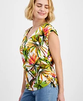 I.n.c. International Concepts Petite Cotton Ruched-Side Top, Created for Macy's