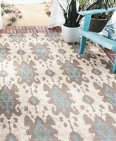 Safavieh Courtyard CY7276 Beige Dark Beige and Aqua Weft 5'3" x 7'7" Sisal Weave Outdoor Area Rug