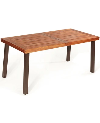 Slickblue Rectangular Acacia Wood Rustic Dining Furniture Table