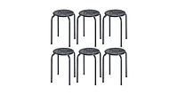 Slickblue Set of 6 Stackable Multifunctional Daisy Design Backless Round Metal Stool