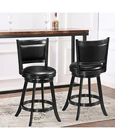 Slickblue 2 Pieces 24 Inch Swivel Counter Stool Dining Chair Upholstered Seat