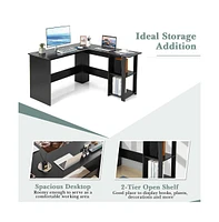 Slickblue L Shaped Corner Computer Desk with Storage Shelves