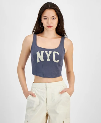 Grayson Threads, The Label Juniors' Cropped Nyc Graphic Top