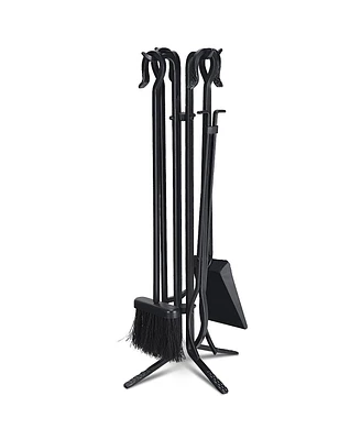 Slickblue 5 Pieces Fireplace Iron Standing Tools Set