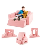 Slickblue 8 Pieces Kids Modular Play Sofa with Detachable Cover for Playroom and Bedroom