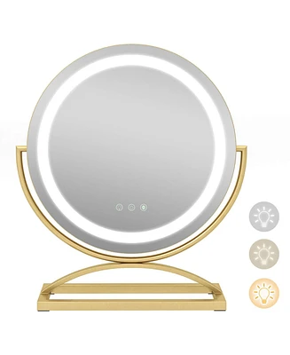 Slickblue Round Makeup Vanity Mirror with 3 Color Dimmable Led Lighting