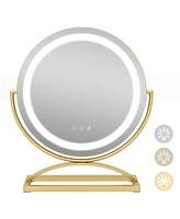 Slickblue Round Makeup Vanity Mirror with 3 Color Dimmable Led Lighting