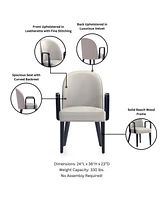 Manhattan Comfort Hillman Leatherette and Velvet Upholstered Beech Wood Dining Armchair