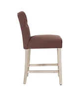WestinTrends 24" Linen Fabric Tufted Counter Stool