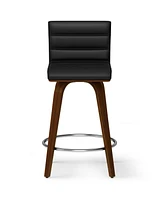 Simpli Home Roland Counter Height Stool in Black Pu Leather