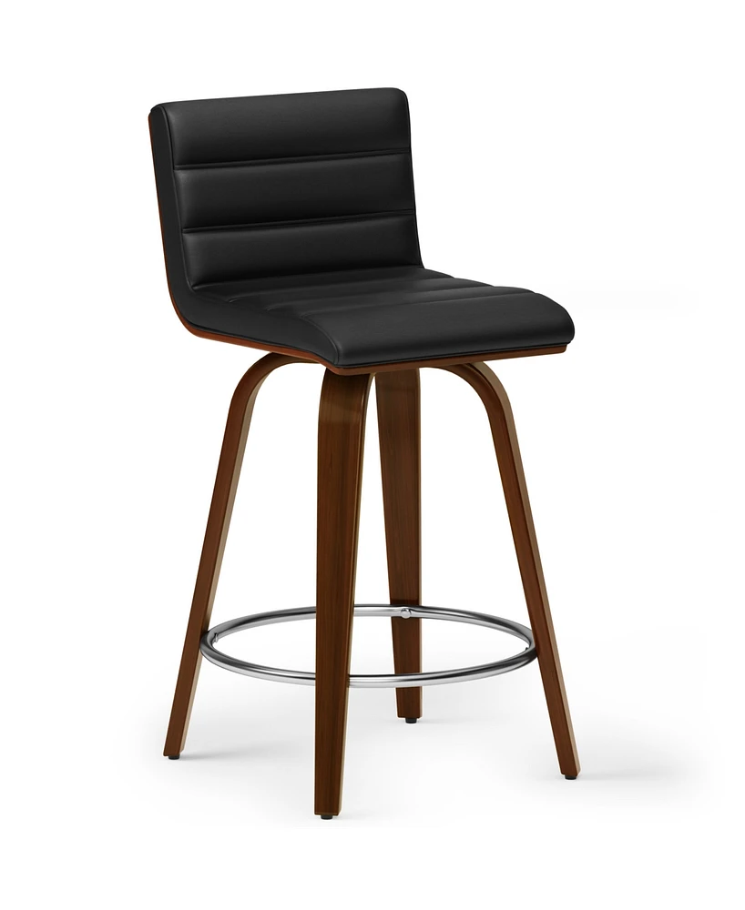 Simpli Home Roland Counter Height Stool in Black Pu Leather