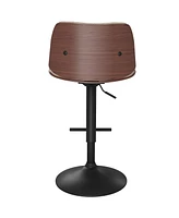 Simpli Home Goulding Adjustable Swivel Bar Stool in Cream Pu Leather