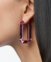 Swarovaki Silver-Tone Pink Crystal Octagon Hoop Earrings