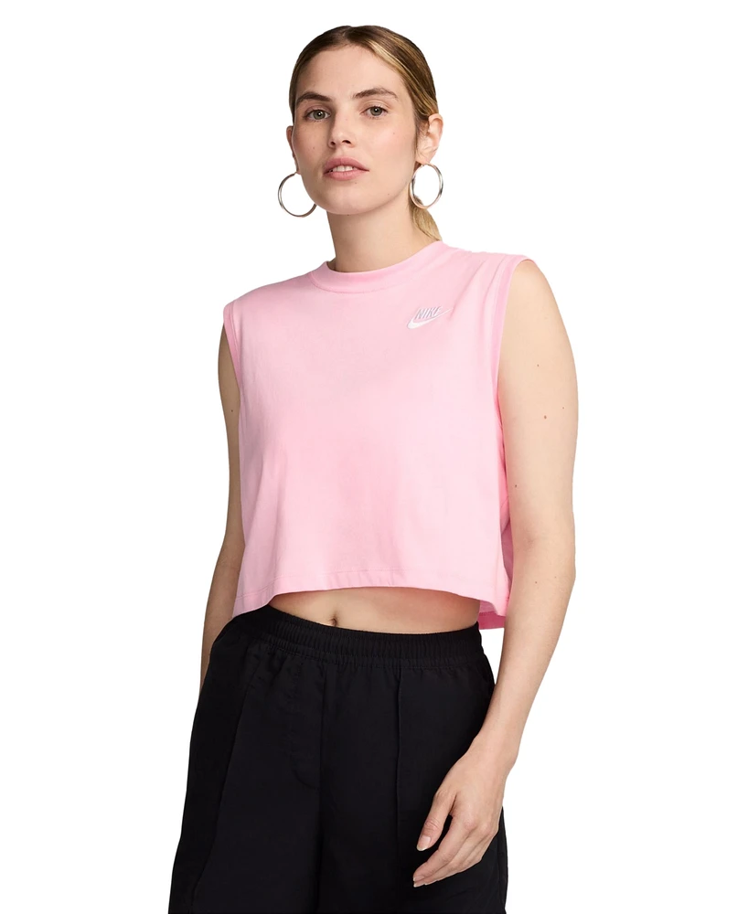 Nike Women's Sportswear Club Cropped Sleeveless T-Shirt