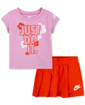 Nike Baby Girls Logo T-Shirt & Pleated Skort, 2 Piece Set