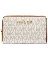 Michael Kors Logo Jet Set Zip-Around Card Case