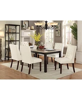 Modern Faux Leather White Tufted Set Of 2 Chairs Dining Seat Chair