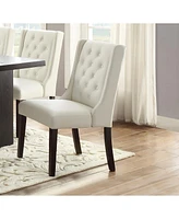 Streamdale Furniture Modern Faux Leather White Tufted Set Of 2 Chairs Dining Seat Chair