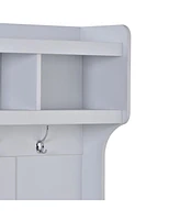 Hall Tree With 6 Hooks, Coat Hanger, Entryway Bench, Storage Bench, 3-In-1 Design, 39