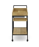 Simpli Home Barnes Solid Mango Wood 29 inch Bar Cart in Natural