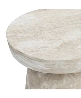 Simpli Home Robbie Solid Mango Wood Accent Table in Distressed White Wash