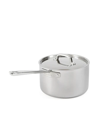 Martha Stewart Collection Stainless Steel Qt Saucepan with Lid