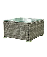 4 Piece Patio Sectional Wicker Rattan Outdoor Furniture Sofa Set With Storage Box
