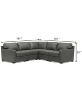 Radley 101" 5-Pc. Leather Square Corner L Shape Modular Sectional, Created for Macy's