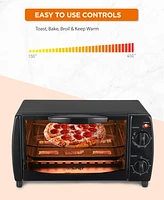 Commercial Chef Toaster Oven, Pizza Oven with Toast, Bake, Broil, Keep Warm, 4 Slice Toaster with Top Bottom Heaters, 9" Pizza Cooker for Kitchen Coun