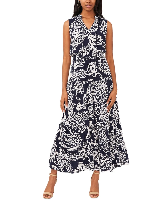 Msk Women's Printed Smocked-Waist Tiered Maxi Dress | MainPlace Mall