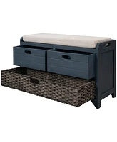 Storage Bench With Removable Basket And 2 Drawers, Fully Assembled Shoe Bench