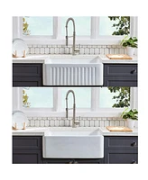 Fireclay 30 L X 18 W Farmhouse Kitchen Sink With Grid And Strainer