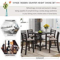 Streamdale Furniture 5-Piece Wooden Counter Height Dining Set With Padded Chairs And Storage Shelving