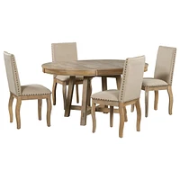 Farmhouse Dining Set - Round Table + 4 Chairs