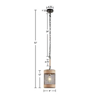 Orion Natural Rope And Metal Mesh Cylinder Pendant