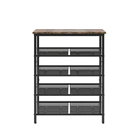 Adjustable 5-Layer Industrial Shoe Rack with Mesh Shelves