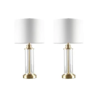 Clarity Glass Cylinder Table Lamp Set Of 2