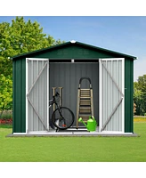 Streamdale Furniture Metal Garden Sheds 6FTx8FT Outdoor Storage Sheds Green+White