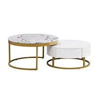 Modern Round Nesting Coffee Table With Drawers