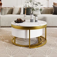 Streamdale Furniture Modern Round Nesting Coffee Table With Drawers