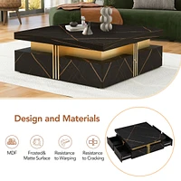 Streamdale Furniture Modern Black Square Storage Coffee Table With 4 Drawers