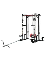 Power Cage with Lat PullDown, Weight Bench, and Rack