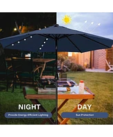 Streamdale Furniture 32 Led Solar Umbrella: Dark Blue, Tilt/Crank, Outdoor Patio Table Market Umbrella