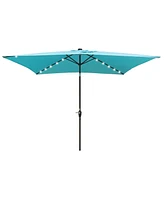 Simplie Fun Solar Led Patio Umbrella: Crank, Tilt, 10x6.5 ft