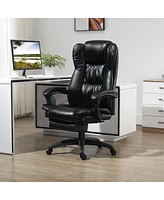 Streamdale Furniture Vinsetto High Back Massage Office Chair, 6-Point Vibration, Pu Leather, Reclining & Swivel, Black