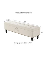 Streamdale Furniture 59" Bed Bench Ottoman with Storage Fabric