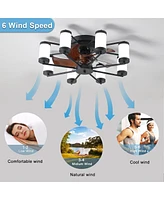 Windmill-Shaped 21.7" Ceiling Fan with Light & Remote - Black