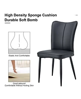 Modern minimalist dining chairs, black Pu leather curved backrest and seat cushions, black metal chair legs, suitable for restaurants, bedrooms, and l